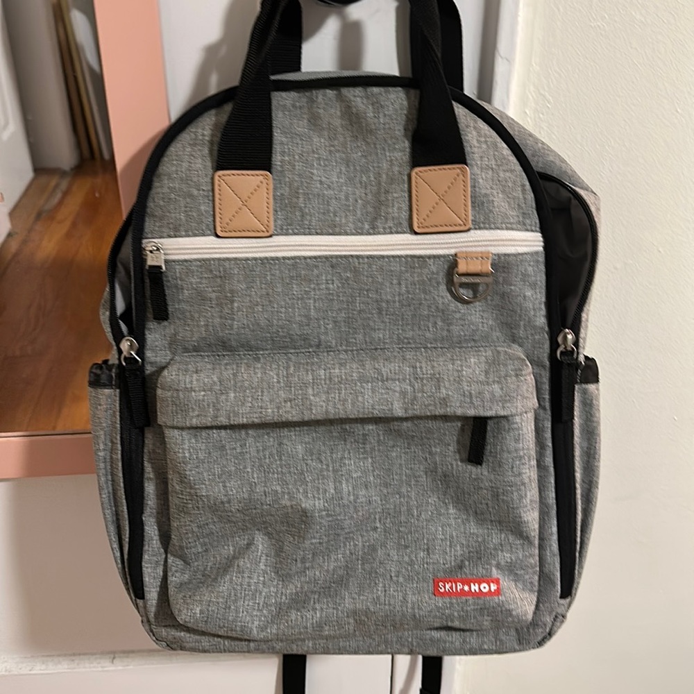 SkipHop Heather Gray Melange Duo Backpack
